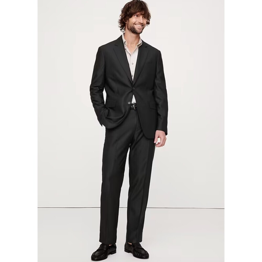 Banana Republic Nwt Wool 2 Piece Modern Fit Black Suit 48l Jacket 40x32 Pants